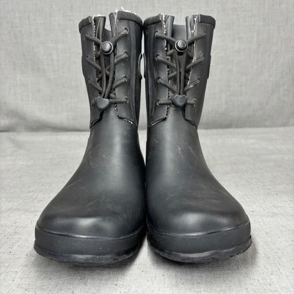 Bogs Amanda Plush II Black Rubber Waterproof Lined Rain Boots Pull On Big Kids 7 - Picture 4 of 11